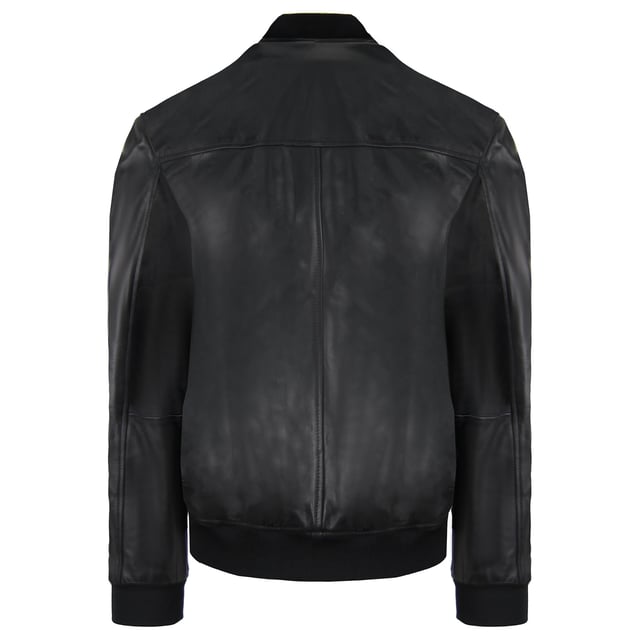 Emporio Armani Leather Mens Black Bomber Jacket
