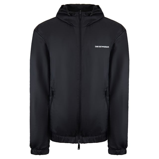 Emporio Armani Logotipo manga cremallera para hombre negro chaqueta reversible 7v1b98 1NG1Z 0999