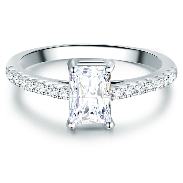 Are you looking for an exquisite engagement ring? This solitaire ring of the 1934 manufactory is a guarantee for an enthusiastic "yes" of her loved ones! An opulent, angular zirconia-solitary in brilliant cut becomes an incomparably sparkling eycatcher. Luxurious extra is the ring rail in the memoire ring design, which is half-coated with zirconia stones. Rhoding protects the ring made of high -glossly polished 925er protected from starting. A glamorous accessory that is not only an affordable alternative to expensive diamond rings, but is also often worn after the wedding!