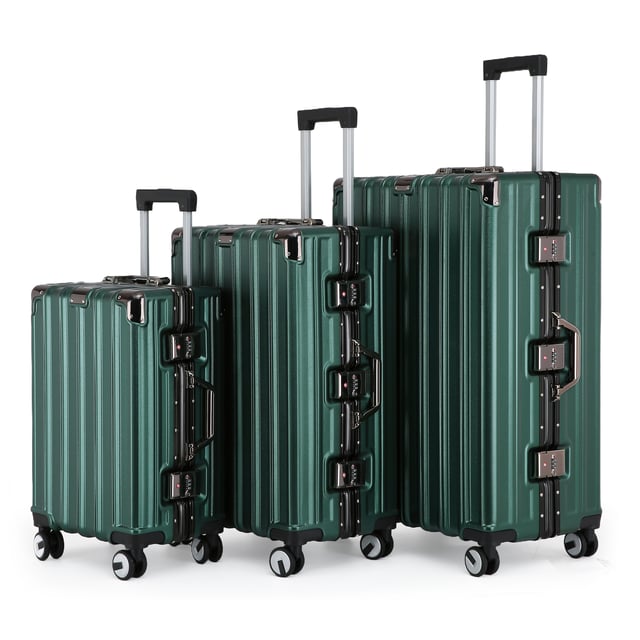 Discover the perfect blend of elegance, durability, and convenience with our Strong Hardshell Suitcase Set. Designed with a stunning finish, this luggage set is crafted for the modern traveler, offering strength and sophistication for all your journeys.

Features:
Premium Polycarbonate Shell: Lightweight yet tough, delivering exceptional protection against wear and tear.
Reinforced Aluminum Frame: Adds durability and structural integrity, ensuring long-lasting performance.
Dual Integrated Locks: Secure your belongings with two built-in combination locks for added peace of mind.
8 Smooth Dual Wheels: Provides effortless 360° maneuverability, making navigation through airports and busy streets a breeze.
Ergonomic Telescopic Handle: Designed for comfortable handling and ease of use.
Stylish Interior: Fully lined with elasticated straps, zippered compartments, and mesh dividers for organized packing.
Sizes and Specifications:
Cabin:
Dimensions: 36 x 24 x 56 cm
Weight: 2.70 kg
Capacity: 42L
Medium:
Dimensions: 43 x 28 x 65.5 cm
Weight: 4.00 kg
Capacity: 70L
Large:
Dimensions: 51 x 32 x 76 cm
Weight: 5.00 kg
Capacity: 110L
The timeless design ensures elegance while making your luggage easy to spot. Whether traveling light with the cabin size or packing for a long trip with the medium and large, this set is tailored to suit all your travel needs.

Note: This product is a Set of 3 Sizes (Small (Cabin), Medium, & Large).