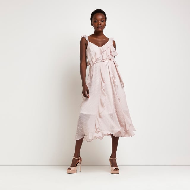 River island frill detail midi dress best sale