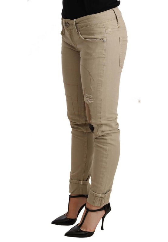Brand: ACHT
  Condition: Brand new with tags
  Fitting: Slim fit
  Color: Beige
  Material: Cotton
  Pockets: Two front and two back pockets
  Closure: Button fly
  Details: Logo details
  Gender: Women