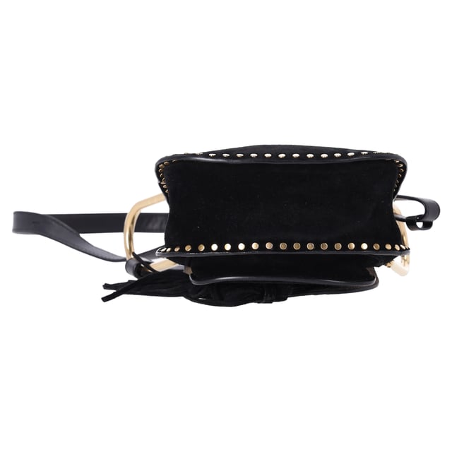 VINTAGE, RRP AS NEW
Embrace effortless bohemian chic with the Chloé Mini Hudson Whipstitch Crossbody Bag in Black Suede. Crafted from luxurious black suede, this miniature version of the iconic Hudson bag offers a sleek and versatile design that pairs perfectly with any outfit. The signature whipstitch detailing and gold-tone hardware add a touch of artisanal elegance, while the adjustable crossbody strap ensures comfort and ease. Compact yet spacious enough to hold your essentials, this crossbody bag brings a refined, laid-back vibe to both day and evening looks. A must-have for fashion-forward individuals who appreciate timeless craftsmanship and understated luxury.

 Chloé Mini Hudson Whipstitch Crossbody Bag in Black Suede

Condition: Excellent
Signs of wear: No retail tag, No visible sign of wear., 
Packaging: None
Color: Black
Material: Suede
Size: One Size | One Size
Measurements: Width: 60; Height: 200; Length: 180; Handle drop: 0; Strap length: 1050
SKU: NAPPUITBA429123W