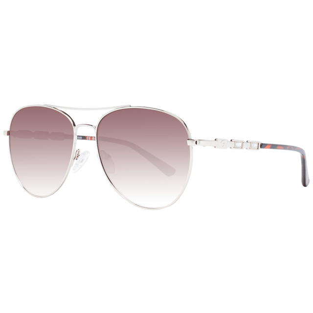 Gender: Women
Main color: Silver
Extra: No extra
Frame color: Silver
Frame material: Metal
Lenses color: Brown
Lenses material: Plastic
Filter category: 3
Style: Aviator
Lenses effect: Gradient
Protection: 100% UVA & UVB
Size: 59-16-140
Lenses width: 59
Lenses height: 52
Bridge width: 16
Frame width: 145
Temples length: 140
Spring hinge: No
Shipment includes: Branded case
Rim style: Full-Rim