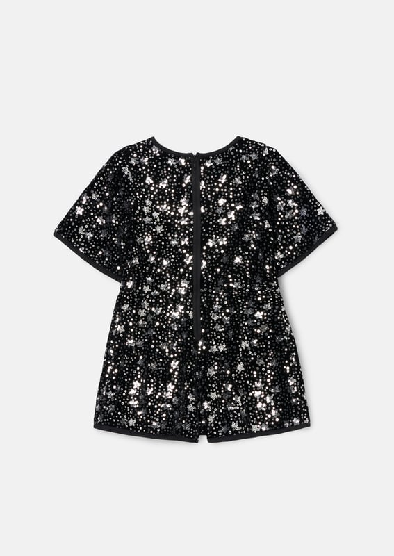 Little trendsetters - behold the party outfit of the season! Sequin stars adorn this cute playsuit and bring the party to your wardrobe. Wear with tights and chunky boots for maximum style credits.