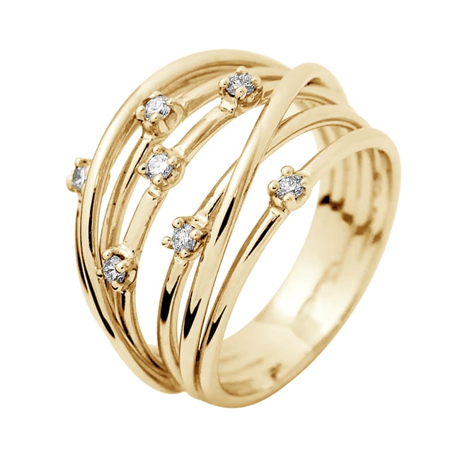 Diamond Ring Satelis 0140 Cts (7 x 0,02 CTS) - Quality HSI (kleur H - Quality Si1) - Yellow Gold Jewelry 375 duizendste - Verkrijgbaar van maat 48 tot maat 62 - 2 jaar garantie op fabricagefouten - Geleverd in zijn geval met een certificaat van authenticiteit en een internationale garantie - Al onze juwelen zijn gemaakt in Frankrijk.