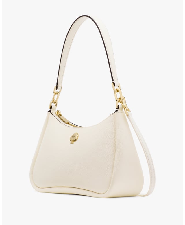 We Think A Shoulder Bag Should Be Two Things: Chic And Functional. This Pretty One Holds All Of Your Essentials--Wallet, Keys And Phone--And Has A Pocket To Stash Snacks (Be It Gummy Bears Or Almonds). Because Those Are Essential, Too., Kayla Pebbled Leather Convertible Shoulder Bag, Metal Spade, Back Zip Pocket,  Length: 8.00 Cm,  Width: 26.40 Cm,  Height: 16.00 Cm