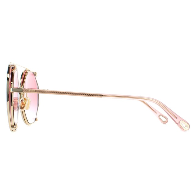 Las gafas de sol Chloe Round Womens Gold Red Gradient Ch0041S son unas elegantes gafas redondas con una escultural montura con forma de cable, barra superior para las cejas y patillas grabadas con el logotipo de Chloe para mayor autenticidad.