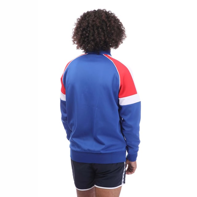 Men's Patrick Mick Track Top in Blue. The Mick Full Zip Track Top. Upgrade your wardrobe with this versatile track top. Featuring a funnel neck collar and ribbed hems and cuffs for the perfect fit, this track top is complete with cut and sew panels for added style and the Patrick print logo to the chest.- 96% Polyester, 4% Elastane. Ref: K1F00102402.