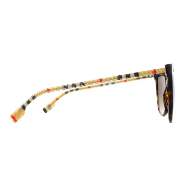 Burberry Sunglasses BE4308 385413 Dark Havana Brown Gradient have an elegant and slightly oversized square frame featuring a modern approach to their iconic check branding along the temples.