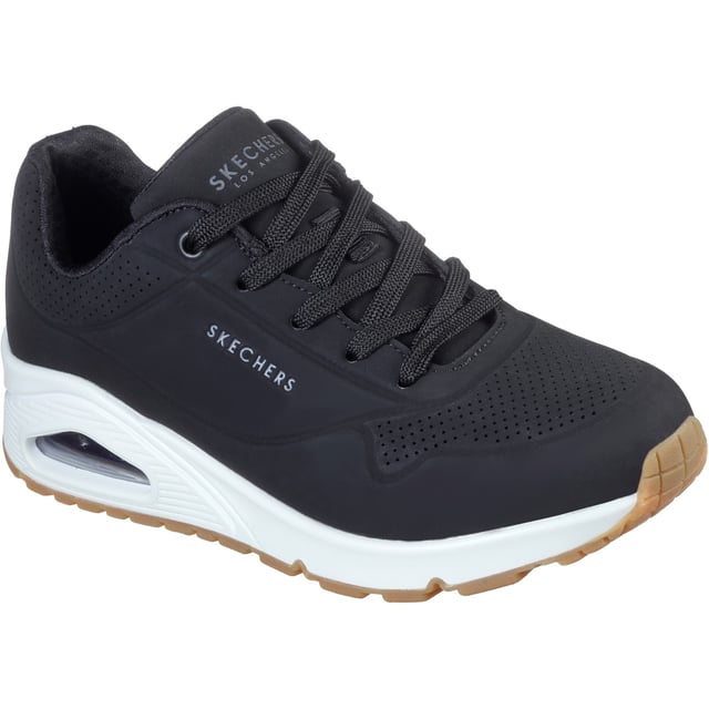 Classic air-cushioned comfort gets a fresh update in Skechers Street Uno - Stand on Air. This lace-up fashion style features a smooth perforated synthetic upper with an Air-Cooled Memory Foam insole, and a Skech-Air visible air-cushioned midsole.