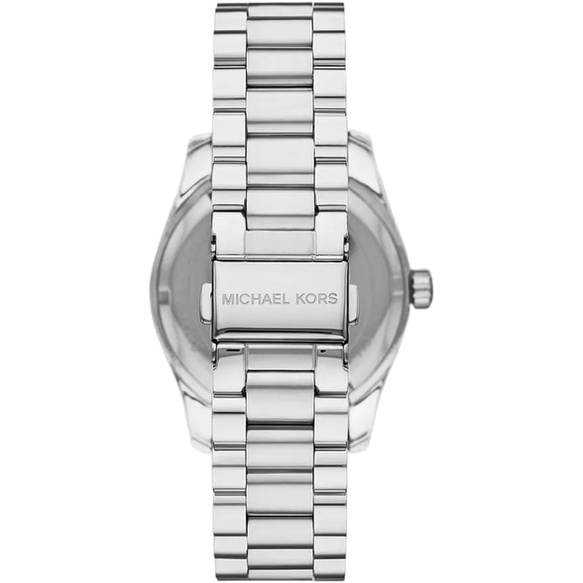 Sku: MK7443Case Size: 38 mmMovement: Quartz Three-HandPlatform: LEXINGTONStrap Material: Stainless SteelStrap Color: SilverCase Water Resistance: 10 ATMCase Material: Stainless SteelCase Color: SilverDial Color: PinkStrap Width: 20 mmClosure: 2 Pusher Foldover ClaspStrap Inner Circumference: 175 +/- 5 mmCrystal Type: Mineral