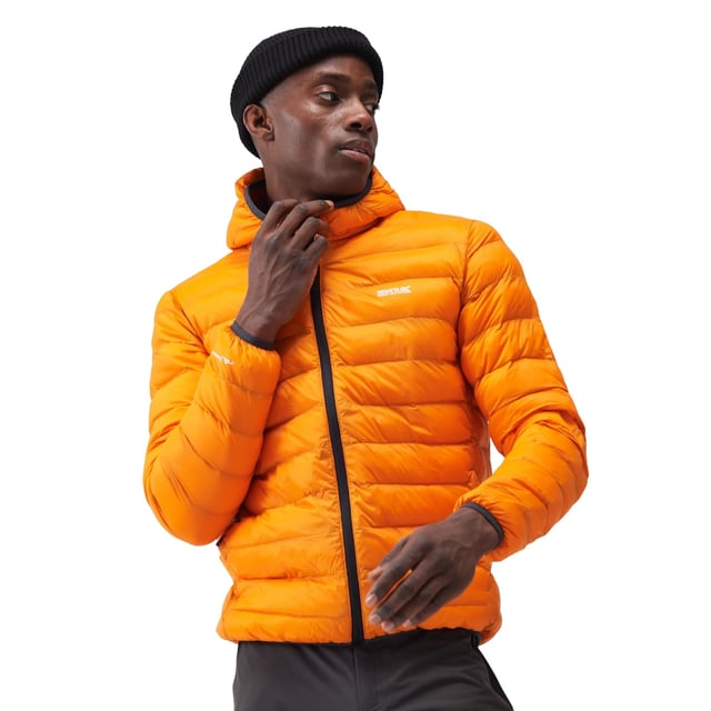 Material: 100% Polyamide. Fabric: Baffled, Synthetic Down Touch. Design: Logo. Fabric Technology: DWR Finish, Insulating, Lightweight. Neckline: Hooded. Sleeve-Type: Long-Sleeved. Padded. Cuff: Stretch Binding. Hood Features: Grown On Hood, Stretch Binding. Pockets: 2 Lower Pockets, Zip. Fastening: Full Zip. Hem: Stretch Binding. Denier: 20D. Sustainability: Feather-Free, Made from Recycled Materials.