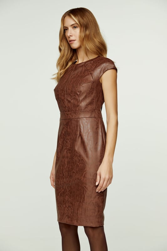 chinese dress ladies Brown Mini Dress Faux Leather