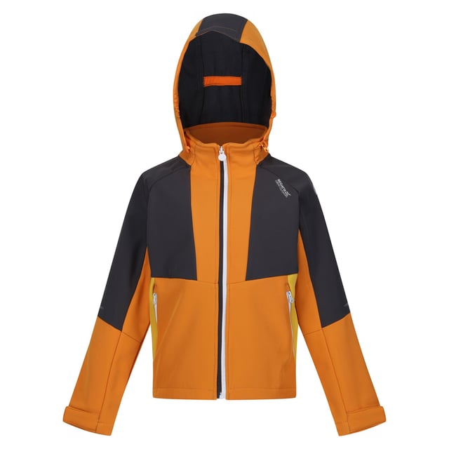 Materiaal: 96% polyester, 4% elastaan. Stof: Softshell, rekbaar. Ontwerp: Badge, contrast, logo. Stoftechnologie: Ademend, DWR-afwerking, waterdicht, weersbestendig, winddicht. 360-graden reflectie, interne ritsbeschermer, gedrukt naamlabel, reflecterende afwerking. Halslijn: Capuchon. Mouwtype: Lange mouwen. Capuchonkenmerken: Afneembare capuchon, elastisch. Zakjes: 2 zijzakken, rits. Sluiting: Volledige rits. 10000g/m²/24 uur. Zoom: Verstelbaar, schokkoordzoom.