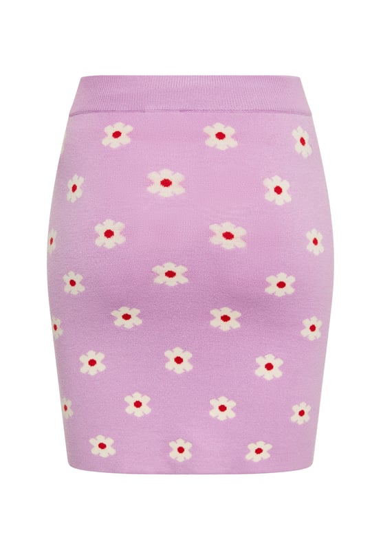 Dieser Minirock besticht durch ein raffiniertes Blumen-Jacquardmuster und verleiht Ihrer Garderobe einen Hauch von Eleganz. Dieser figurbetonte Rock aus dehnbarem Strickmaterial verfügt über eine hohe Taille mit Rippen für zusätzlichen Komfort und Flexibilität. Der gerade Saum und das nahtlose Design sorgen für eine schlanke Silhouette. Dieser Sommerrock eignet sich sowohl für legere als auch für formelle Anlässe und vereint mühelos Stil und Komfort in einem schicken Stück.  Felsen