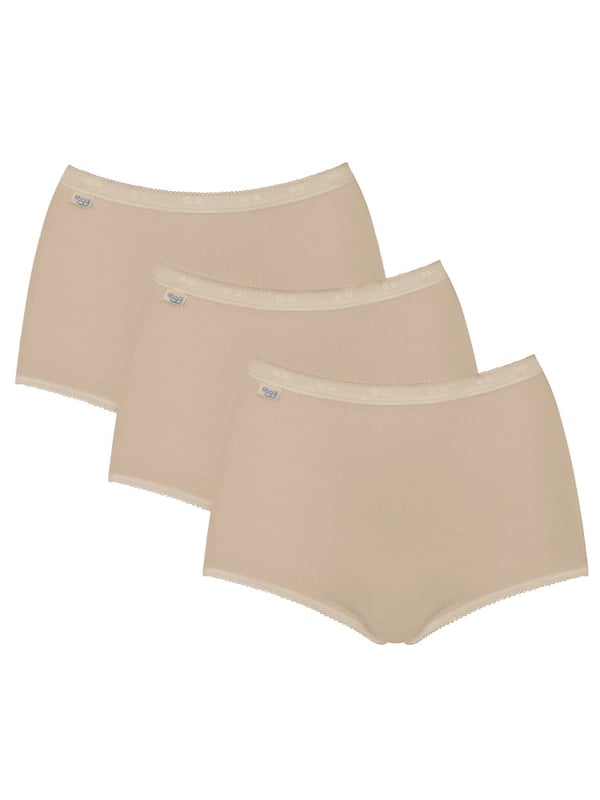 Sloggi Basic+ Maxi Brief. 3 Pack. Product is made of 95% Cotton, 5% Elastane and is machine washable.
