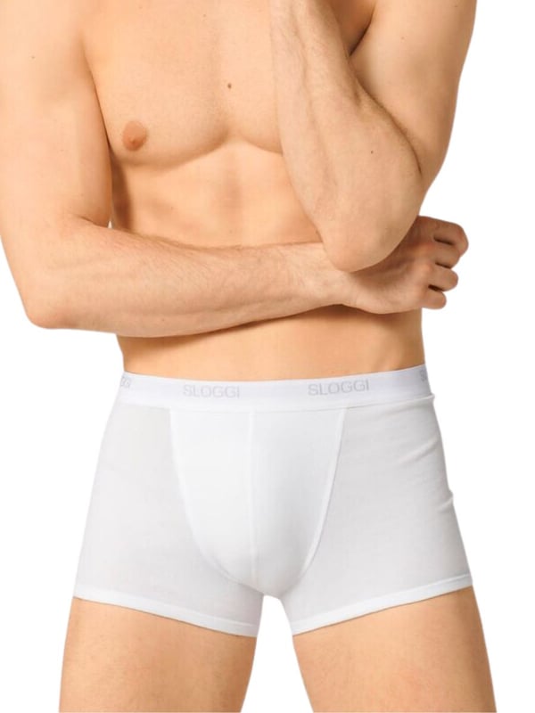 Sloggi Mens Basic Shorts C2P. Pack of 2. Cotton rich underwear with an elasticated waistband and terry lining. This product is machine washable.