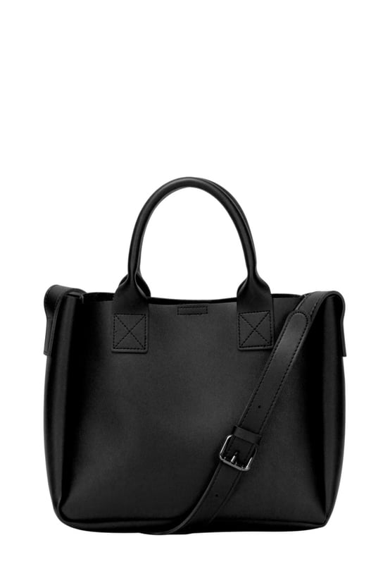 This dreamy mini grab bag is perfect for adding a contemporary look to your outfit. The soft PU exterior and contrast unlined interior gives it a premium finish and the gunmetal hardware adds quality. The subtle Claudia Canova blind debossed logo and intricate stitch detail finishes the look. Inside is a secure zip top pouch, which can be removed by unfastening the snap clasp buttons, perfect to use as a portable makeup bag or to keep valuable items more secure. Features: , soft pu outer, Unlined Interior, Claudia and Canova Blind Deboss Logo, 2 x Short Grab / Tote Handles, Adjustable longer shoulder strap, Magnetic snap claps opening to the main compartment, Removable zip top pouch (Meausure 215W x 152H x 50D), 2 x Quick access slip pockets in front Style Ref: 84608 BLACK