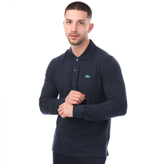 Men s Lacoste Classic Fit Speckled Print Polo Shirt in Navy