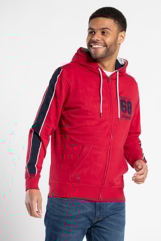 Red Zip Through Printed Hoody