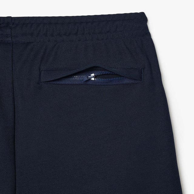 Mens Lacoste Paris Interlock Piqué Contrast Trim Shorts Organic cotton Regular fit  straight cut Adjustable waist 2 zipped pockets Embroidered crocodile on front