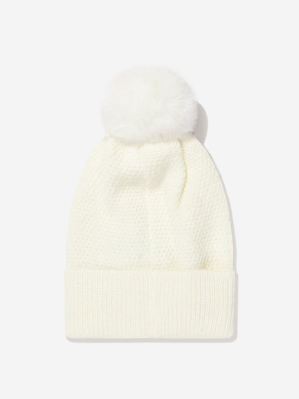 Michael Kors amplify sleek everyday wear into stylish sporty aesthetics. This girls cream pull on hat utilises the American label's modern technological properties. Made in a knit design with gold embroidery and branded in relief. She will look and feel fabulous. ‚ Knit Hat With Pompon‚ Turn Up With Gold Embroidery‚ Branded In Relief On the Front‚ Acrylic‚ Polyamid‚ Polyester‚ WoolMichael Kors : Hat Size2-3Y: 50cm 4-6Y: 52cm8-10Y: 54cm 12Y: 56cm 14Y: 58cm