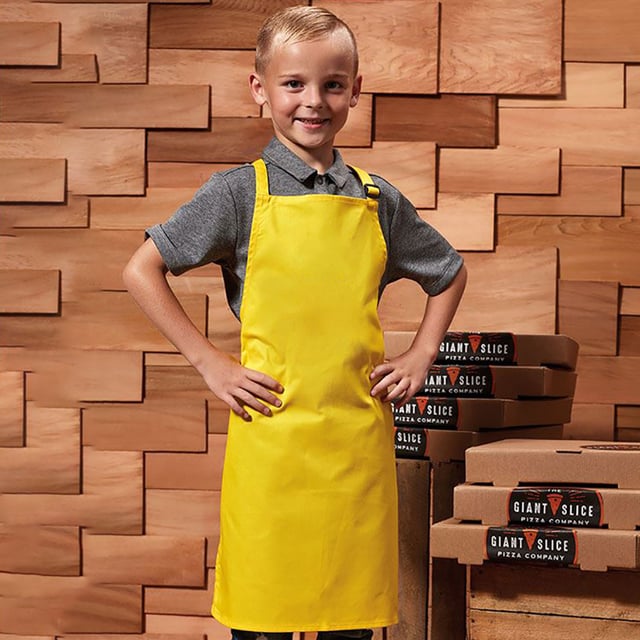 Classic Premier childrens bib apron available in 12 colours. Self fabric neckband. Self fabric ties 50cm long. Width: Infant 43cm, Junior 48cm. Length: Infant 53cm, Junior 63cm. Made from Oeko-Tex® Standard 100 fabric. These aprons have an adjustable nec. Fabric:65% Polyester, 35% Cotton twill Weight: 195gsm. Size - Infants (3-6 years), Junior (7-10 years).