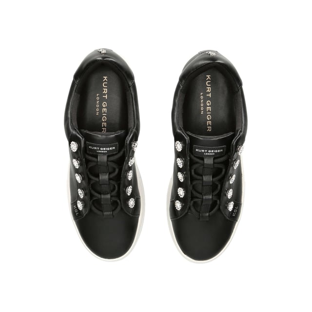 The Liviah is crafted from a black leather with a contrasting white sole. The eyestay is adorned with floral motif crystals. Sole height: 4cm. Silver KGL stud at the back of the heel. Material: Leather.