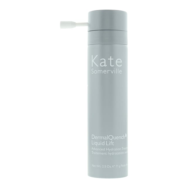 Kate Somerville DermalQuench Liquid Lift Advanced Hydration Treatment stands as a potent anti-aging remedy targeting fine lines, wrinkles, and dryness. Combining oxygen with hyaluronic acid, along with firming active retinols and bio-retinols, this treatment promotes natural regeneration, resulting in visibly firm and plumped skin. Experience long-lasting hydration and a radiant glow with this powerful solution.