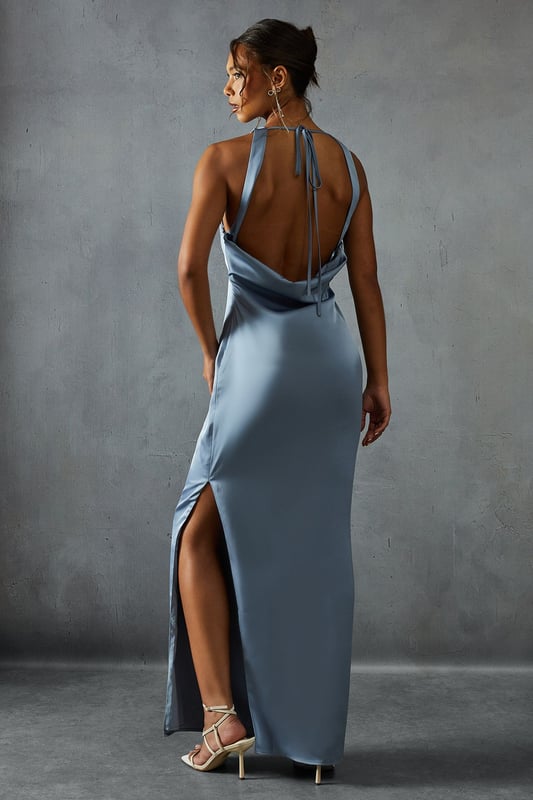 Premium Satin Racer Open Back Bridesmaid Dress