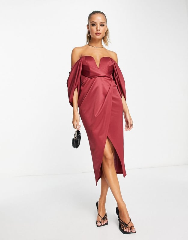 Asos bardot outlet midi dress