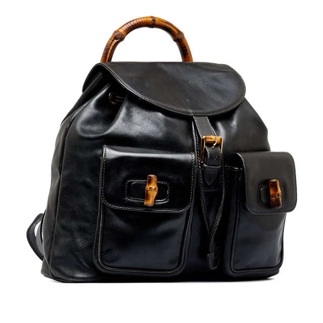 Vintage Gucci Bamboo Backpack Black