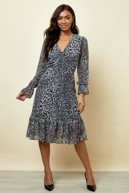 Leopard print fit and flare dress hotsell