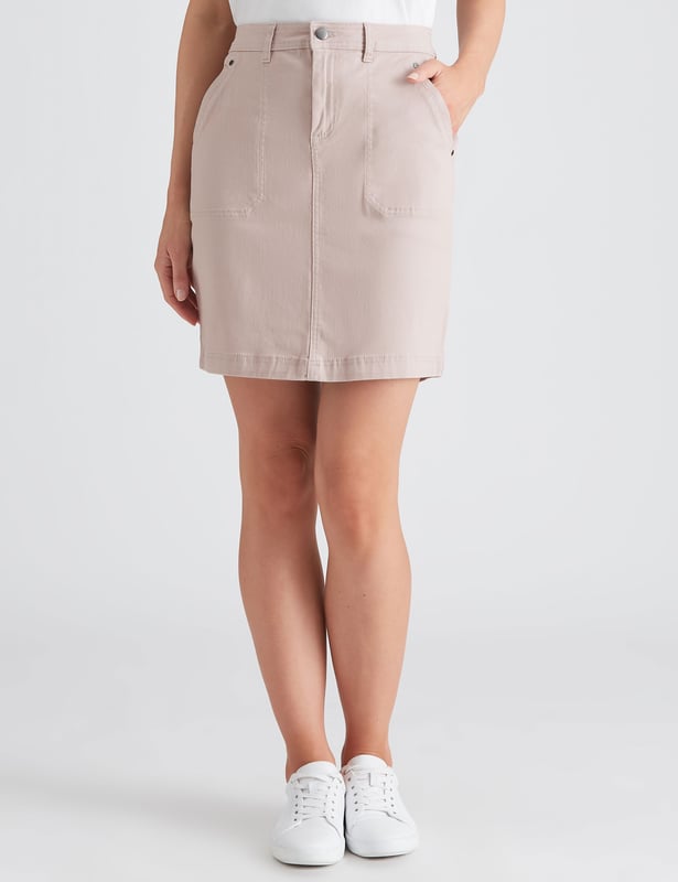 KATIES Womens Skirts Mini Pink Cotton Straight Smart Casual Fashion Blush Fitted Elastane Short Work Clothes Office Wear