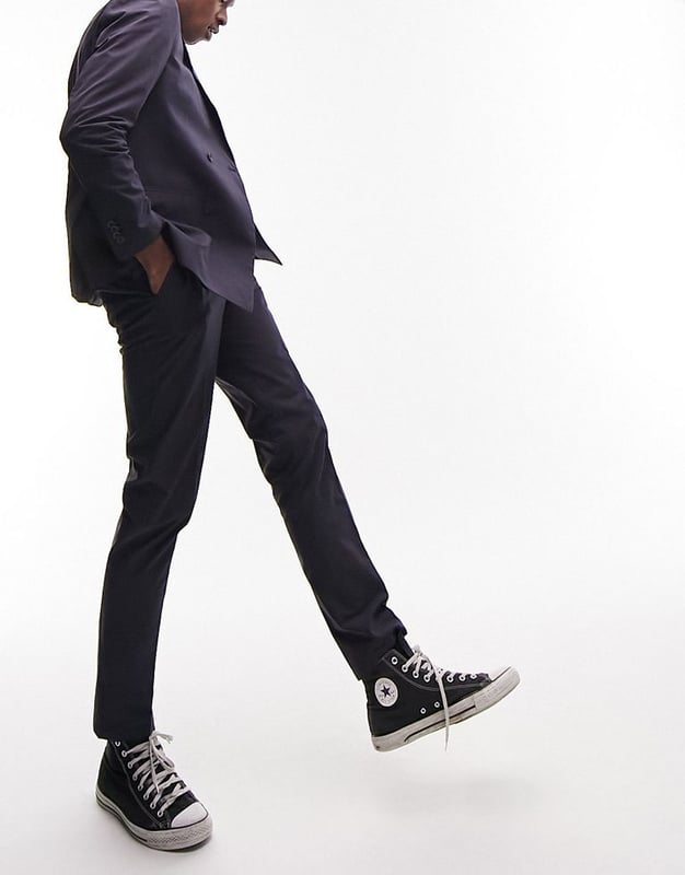 Topman slim suit trousers in navy