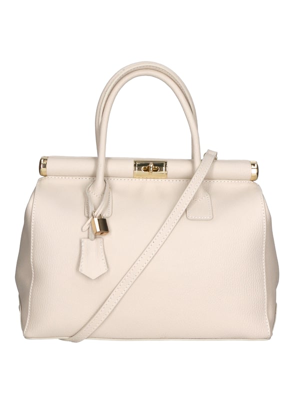 Bolso de mano de mujer de dos compartimentos con bandolera extraíble. Producto artesanal italiano en piel genuina dólar. Hecho en Italia