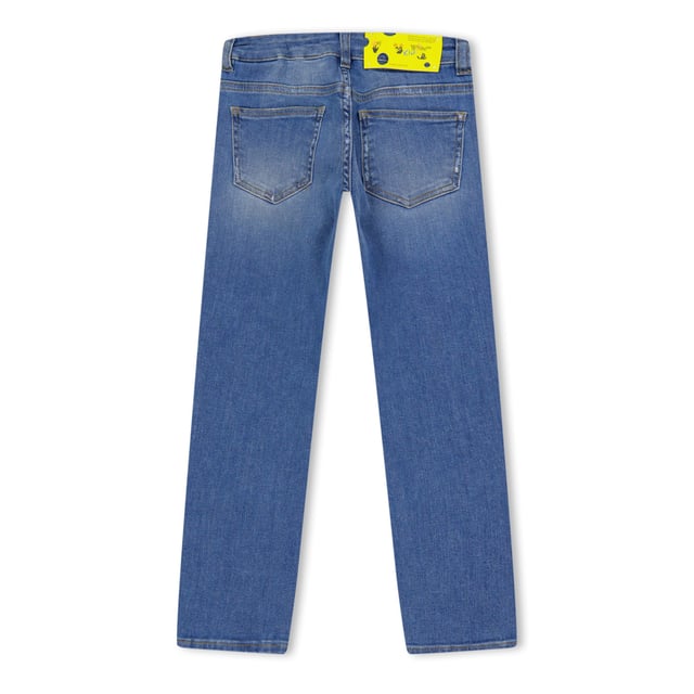 Juniors Off White Logo Band Denim Pants in light blue.- Five-pocket styling.- Zip with button closure.- Belt loops.- Contrast stitching logo-tape detailing.- Straight leg.- Ref: OGYA0010024010