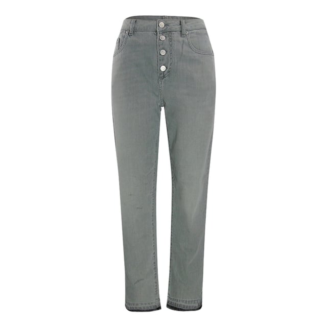 Graue Jeanshose von Belstaff, Knopfleiste, 100 % Baumwolle. Hergestellt in Tunesien, geprägtes Belstaff-Abzeichen