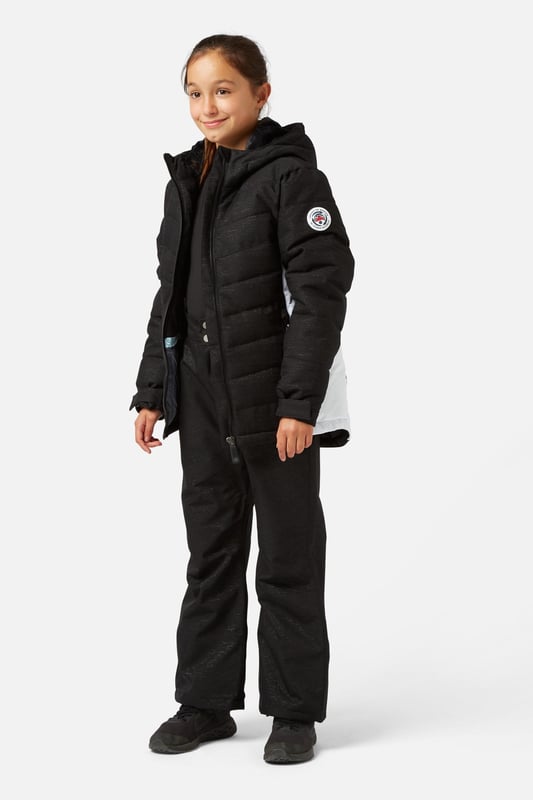 The Disco Girls ski jacket is a durable premium ski jacket, fully teched up for all conditions. Regular fit and length with baffled construction make this great all-rounder. Plenty of features to keep you happy and comfortable all day up the mountain or simply on the way to school.

    Fit: Regular Fit
    Shell Fabric: 100% Recycled Polyester Ripstop.
    Waterproof Rating: 10,000 mmor simply put the fabric will sustain 10 meters of water pressure onto the face of the shell.
    Breathability Rating: High Breathability - 10,000 g/m2This level of breathability will allow the heat generated from your body to escape without allowing condensation to build up and make you wet from the inside.
    Treatments: Hydrophobic Durable Waterproof Repellent finish (DWR) Is applied to the outer shell to make the jacket highly water and stain resistant. You will see water bead and roll off the outer shell to help stop the fabric becoming saturated and wetting out.
    Insulation: 100% recycled low loft polyester 80 grams in the body and 40 grams in the arms.

    Feature List
    Taped seams
    Internal zipped pocket with goggle wipe
    Fixed hood
    Wrist guard
    Super soft chin guard
    Lift pass stash pocket
    Chunky main zipper
    Powder skirt
    Dry butt patch
    Internal/External storm flaps
    Multiple zipped pockets
    Machine washable