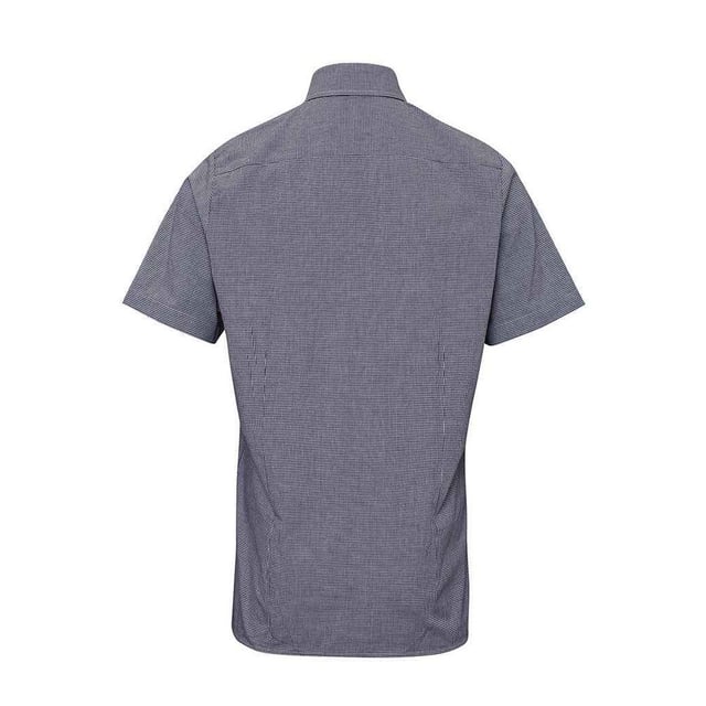 100% Cotton. Fabric: Poplin, Yarn Dyed. Design: Gingham. Hem: Curved. Sleeve-Type: Short-Sleeved. Neckline: Soft Touch, Turn Down Collar. Clear Buttons. Fit: Semi-Fitted. 115gsm. Sustainability: Amfori, BSCI, REACH, Sedex, WRAP Certified.