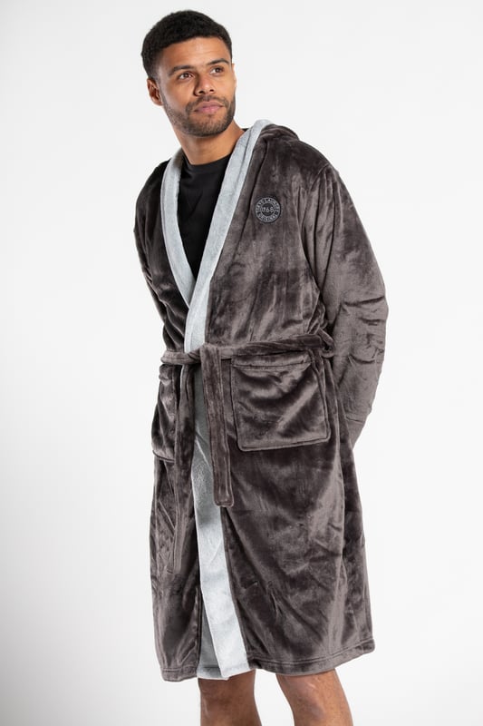 Dark grey sales hooded dressing gown