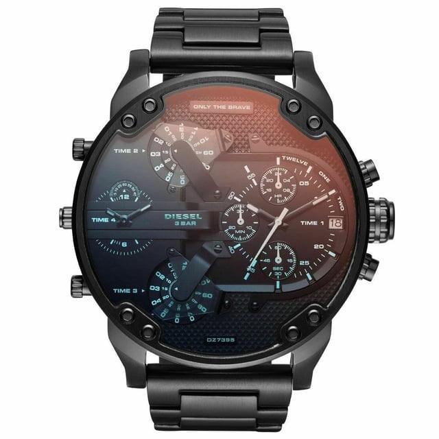 Brand:DieselModel:DZ7395Barcode Number:698615119639Gender:Men'sCase Size:57mmCase Colour:Case Colour: BlackCase Material:Case Material: Stainless SteelDial Colour:Dial Colour: Black Ombre (Four Time Zone)Band Material:Band Material: Stainless SteelBand Colour:Band Colour: Black PVDMovement:QuartzChronograph:NoWater Resistance:3 ATM