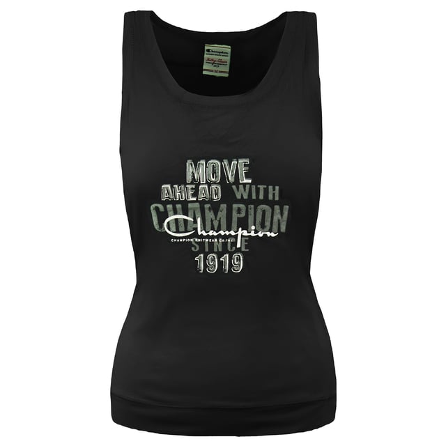 Champion Heritage Fit Graphic Tank Top Black Womens Cotton Vest 106336 2175