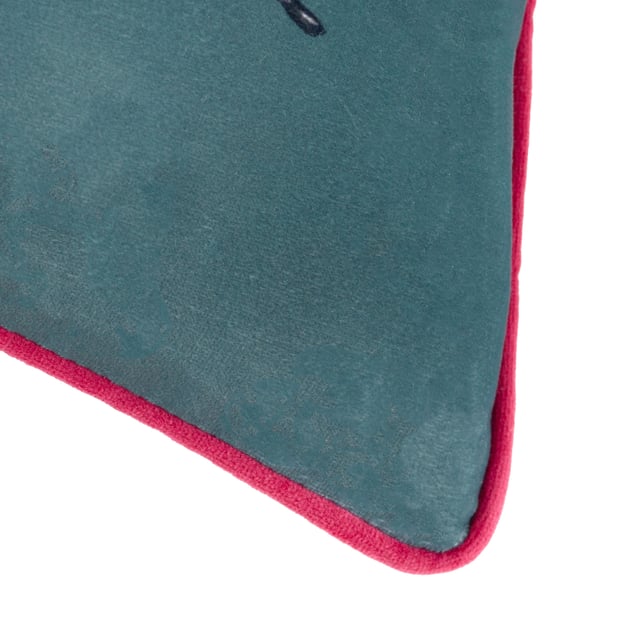 The Beetalis Cushion showcases three colourful, iridescent beetles printed on plush velvet fabric. It features a plain reverse side and a contrasting piped edge, adding a subtle yet refined detail that elevates any room. Pair with the Beetalis duvet set for a complete look.
