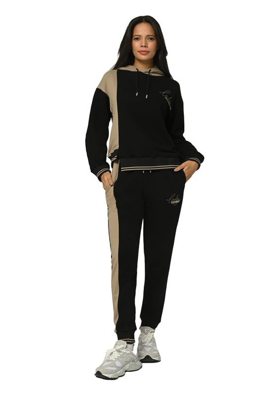 Tom Barron Damen Bedruckter gerippter Trainingsanzug-Set Lady Boss