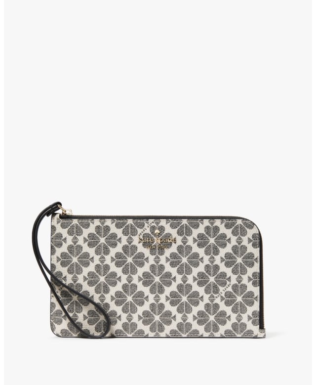 Lucy Spade Flower Pvc Medium L-Zip Wristlet, Metal Pinmount With Spade Logo, 3 Credit Card Slots, Back Slip Pocket,  Length: 20.30 Cm,  Width: 11.50 Cm,  Height: 20.00 Cm