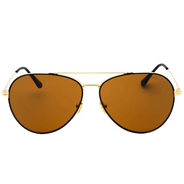 Tom Ford Gold Sunglasses, Lens Width = 62mm, Nose Bridge Width = 14mm, Arm Length = 145mm, Sunglasses, Sunglasses Case, Cleaning Cloth and Care Instructions all Included, 100% Protection Against UVA &amp; UVB Sunlight and Conform to British Standard EN 1836:2005, Gold Sunglasses