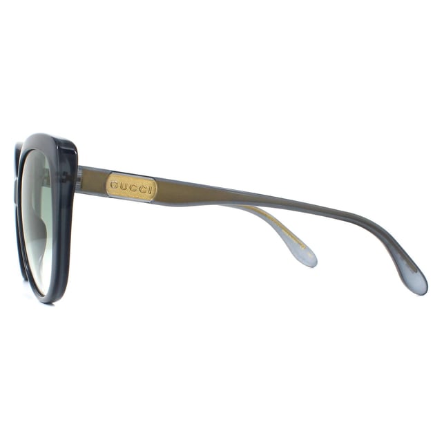 Gucci Sunglasses GG0789S 004 Blue Green Gradient are a elegant cat-eye style for women. The slim temples are embellished with the Gucci logo for brand recognition..