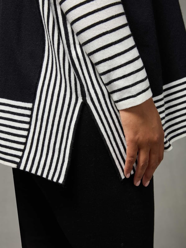 Contrast striped panel ribbed sweater store